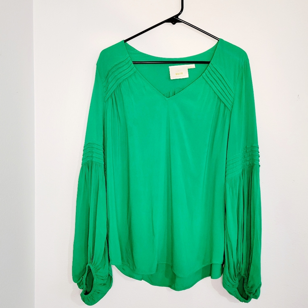Maive By Anthropologie Ceresco Kelly Green Peasant Top. Women's Size M.